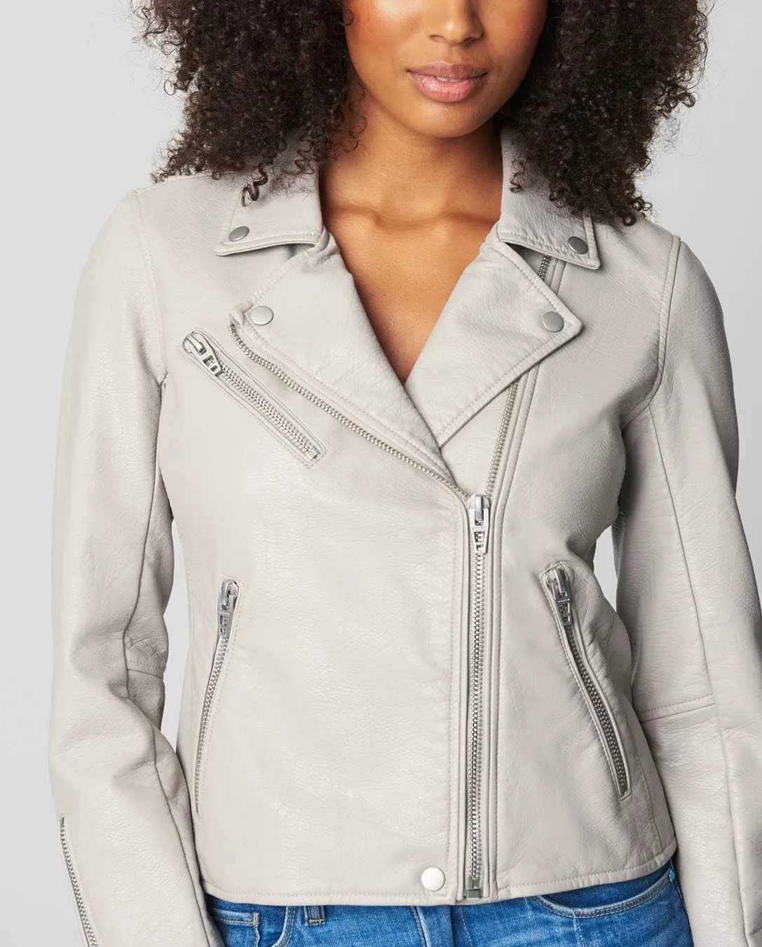 Womens Luxury Clothing Semi Fitted Vegan Leather Motorcycle Jacket