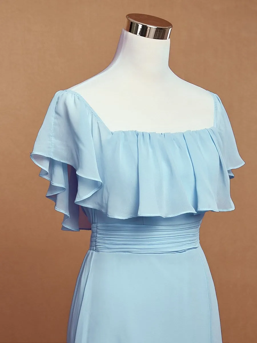 Women's Off Shoulder Ruffle Thigh Split Bridesmaid Dresses